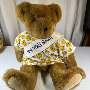 Vermont Teddy Bear Co Get Well Soon plush teddy bear Smiley Gown 15”